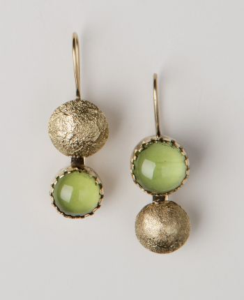 Earrings: Peridot, Domed Tufa-cast Drops