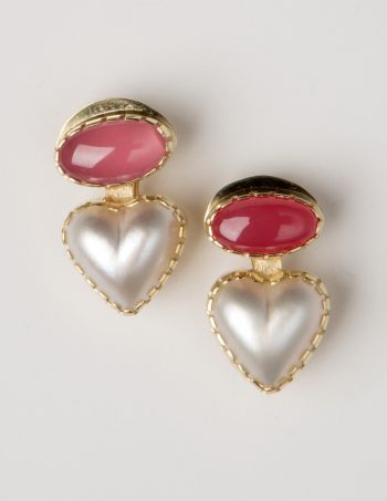Earrings: Bustamite & Heart-shaped Mabe Pearls
